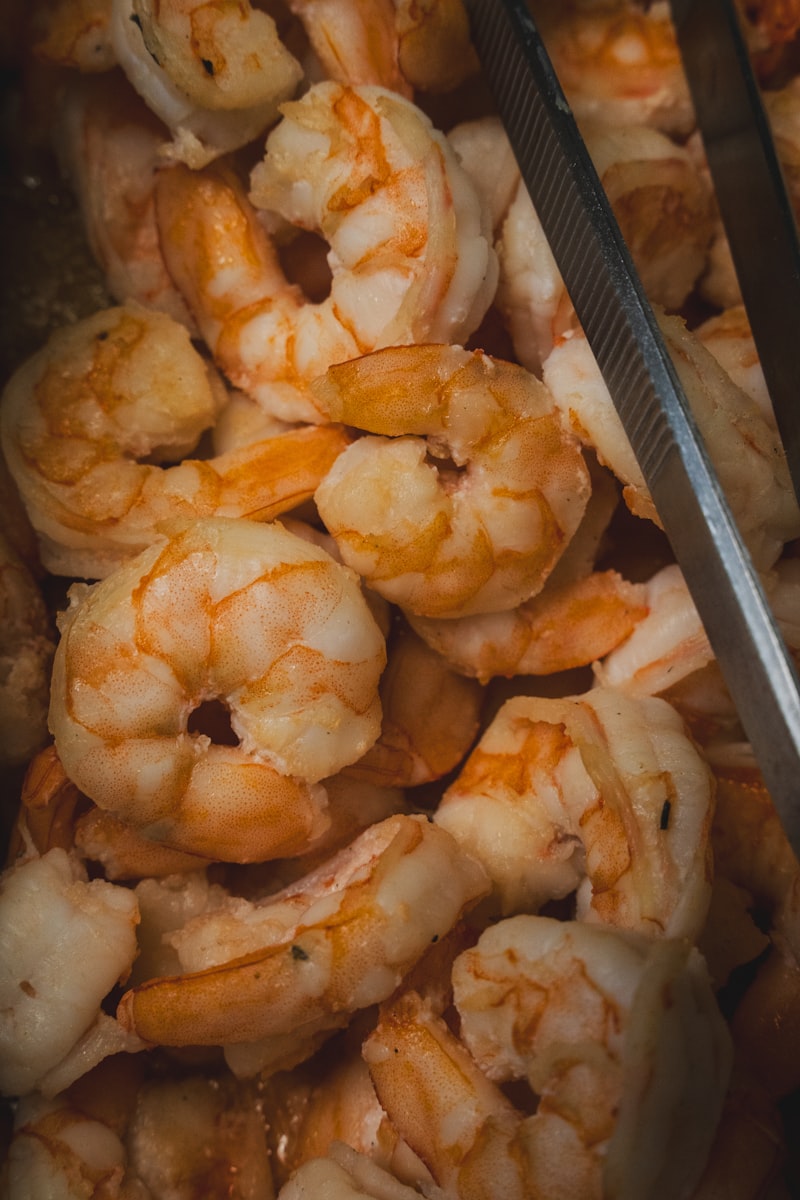 Boiled shrimp at the seafood bar