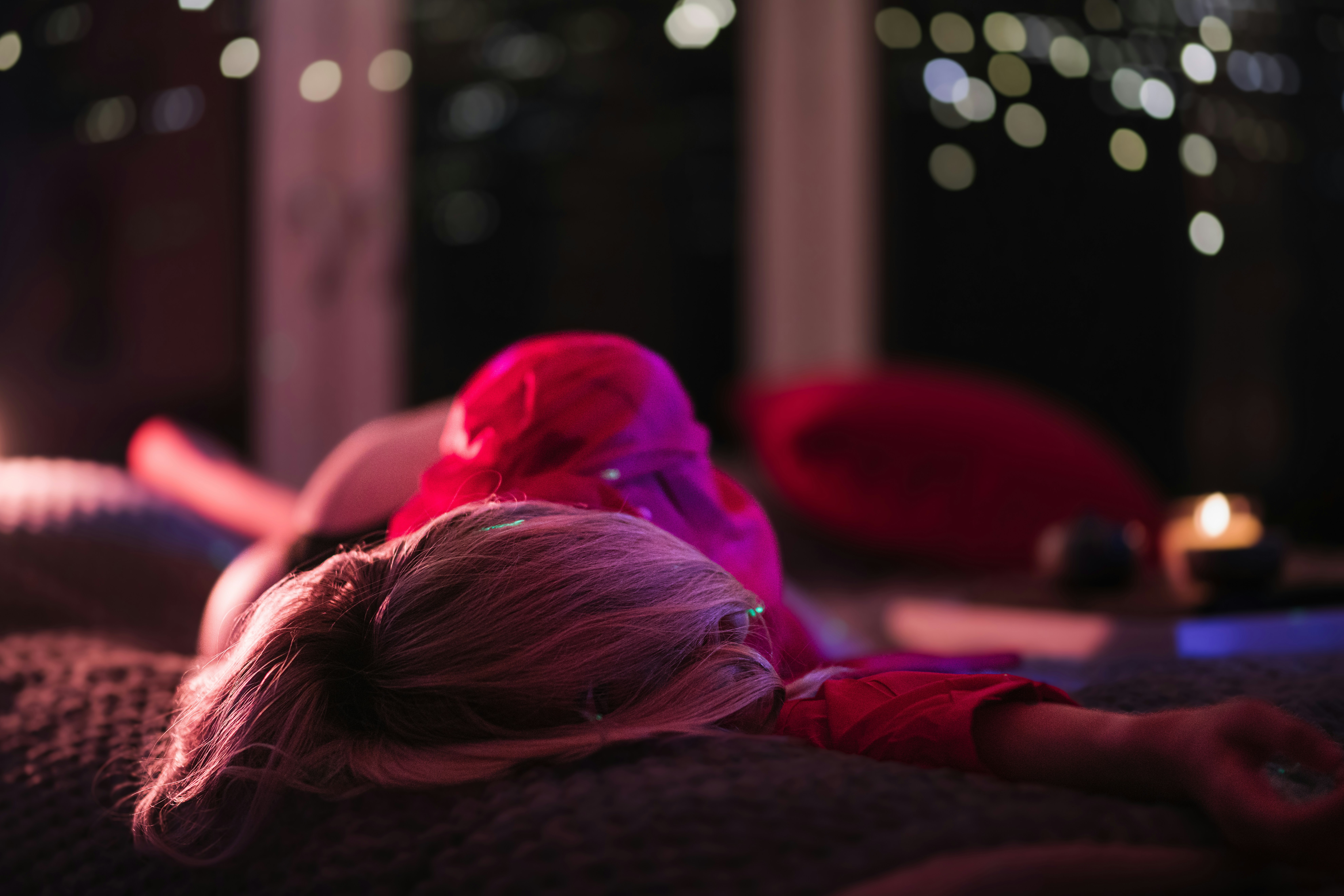 person relaxing peacefully in a comfortable setting at night - blackberry lemonade pearls