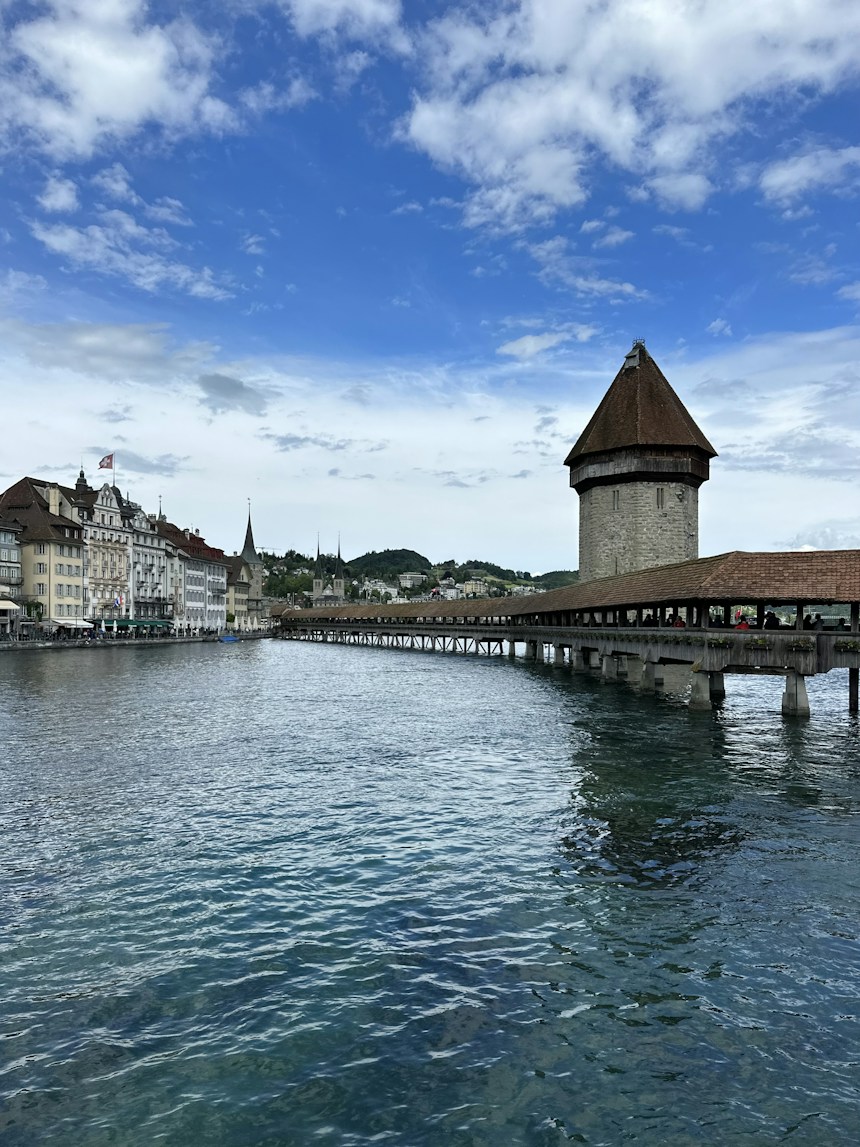 Chapel Bridge Lucerne and lake — cultural things to do in switzerland including city walking tours