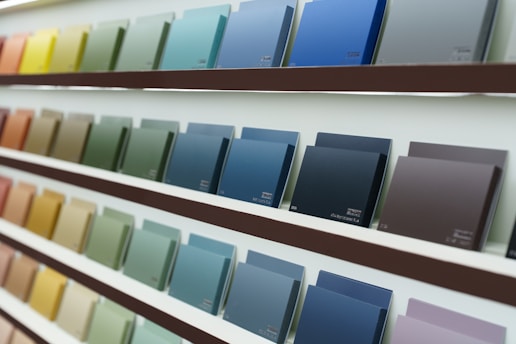 Paint samples on display for color selection.