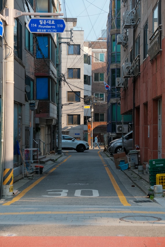 A narrow street scene in south korea.