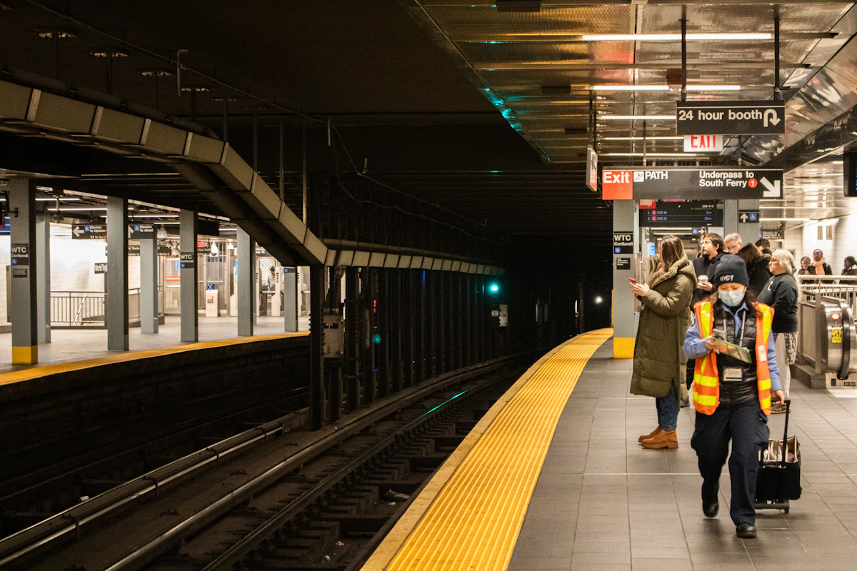 Commuters waiting on a subway platform