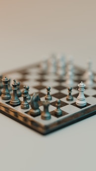 Chess pieces are arranged on a chessboard.