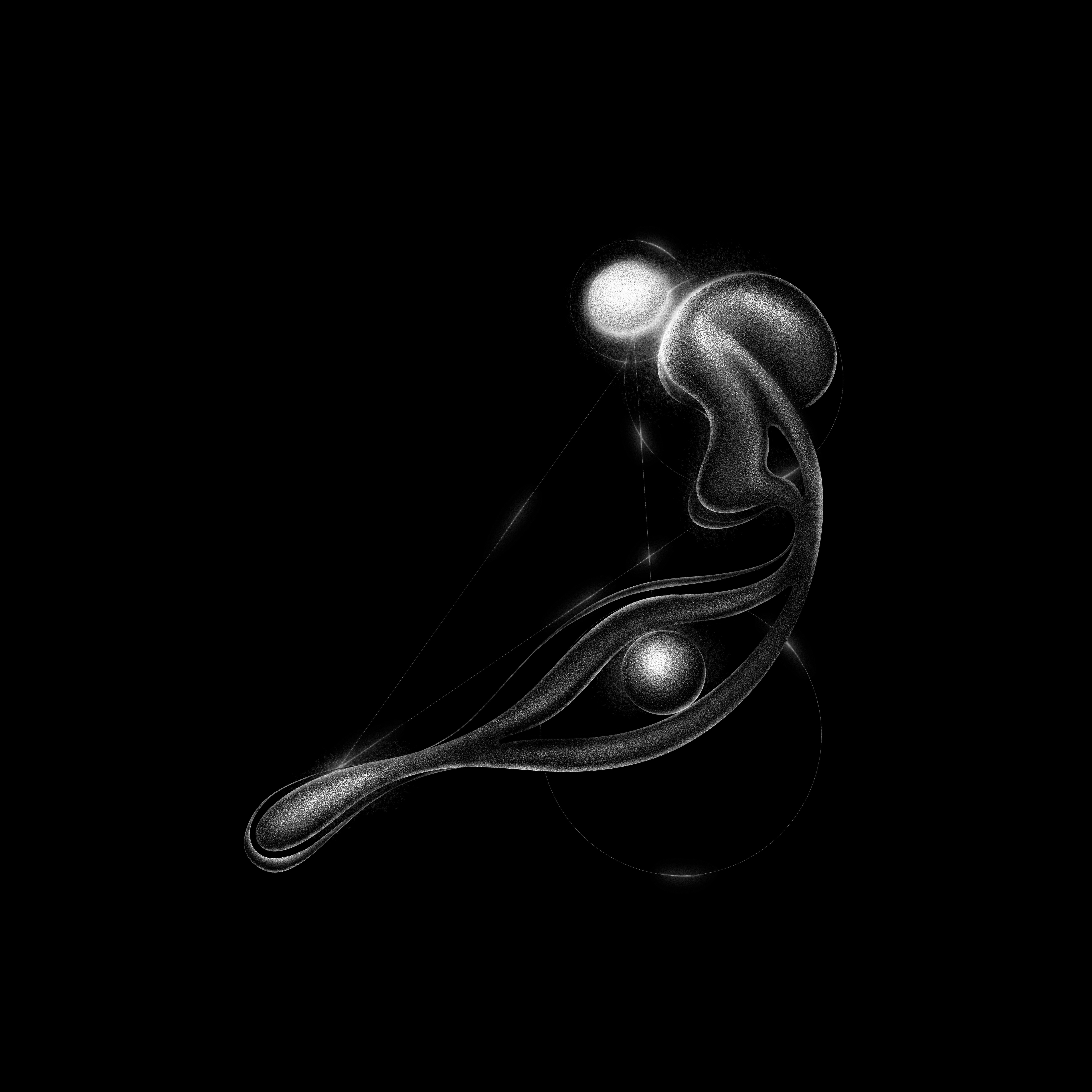 An abstract, glowing figure floats in the darkness. photo Free