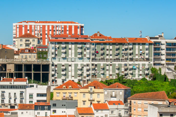Cityscape featuring buildings with various architectural styles