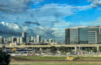 City skyline with a cloudy sky