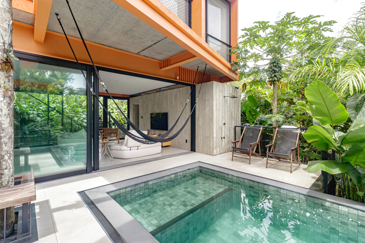 Modern vacation home with outdoor seating