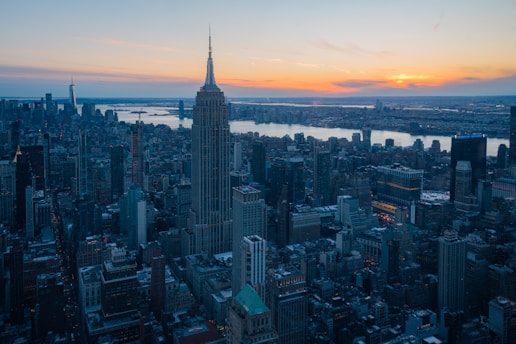 The empire state building dominates new york's skyline.