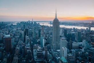 The empire state building towers over the city.