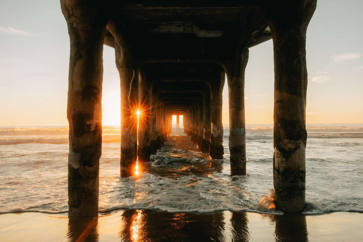 Sunset under the Manhattan Beach Pier