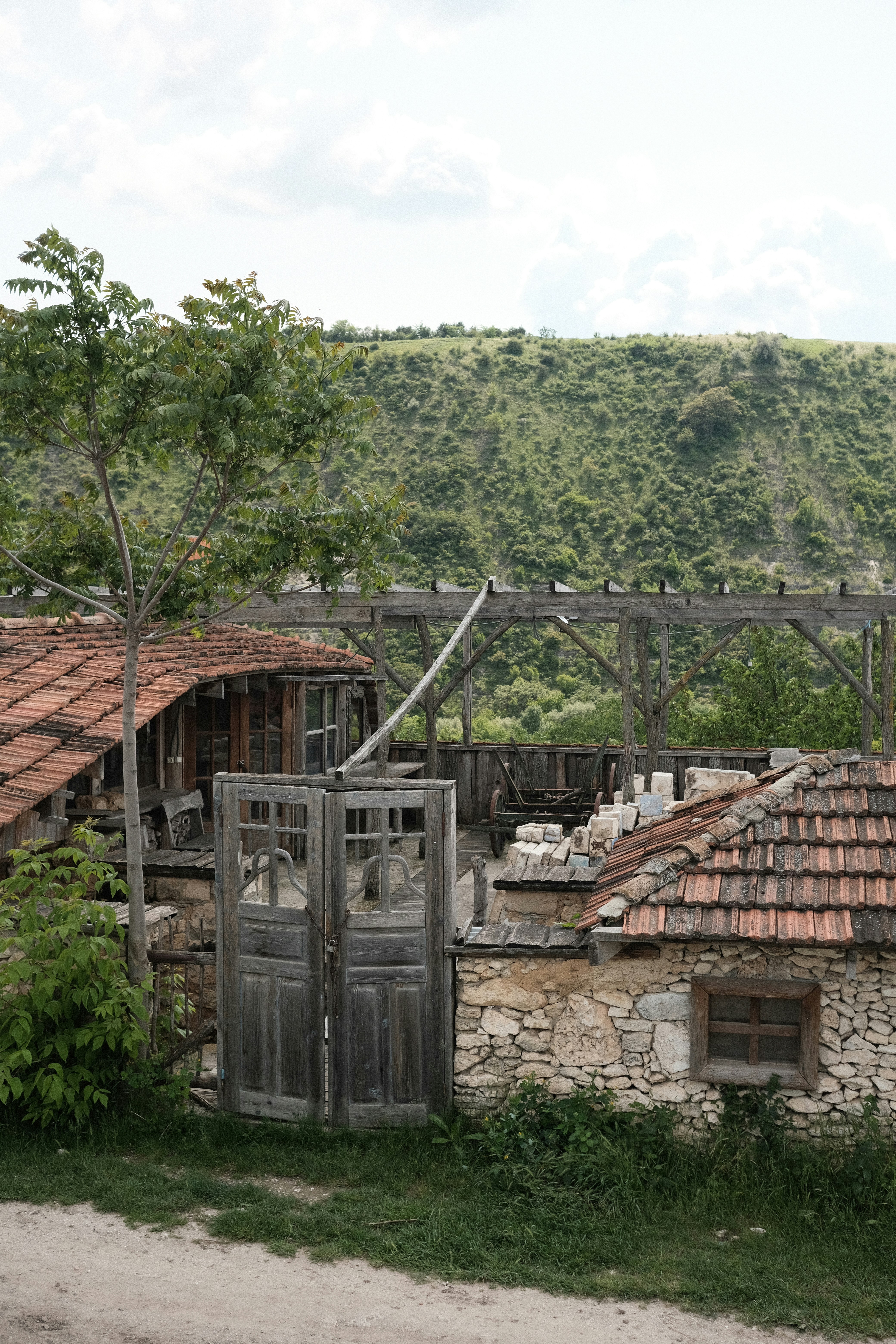 Old rural buildings and nature.
