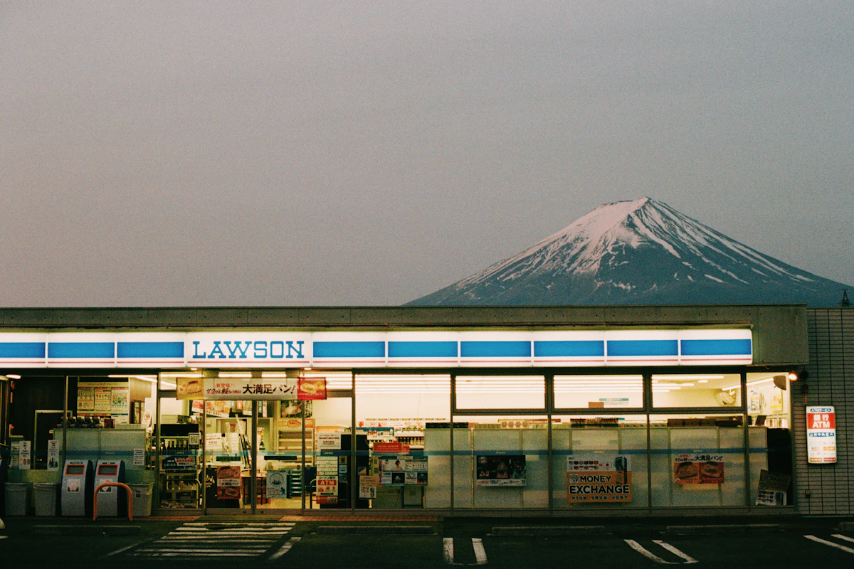 Lawson convenience store with Mount Fuji in the background Japan landscape