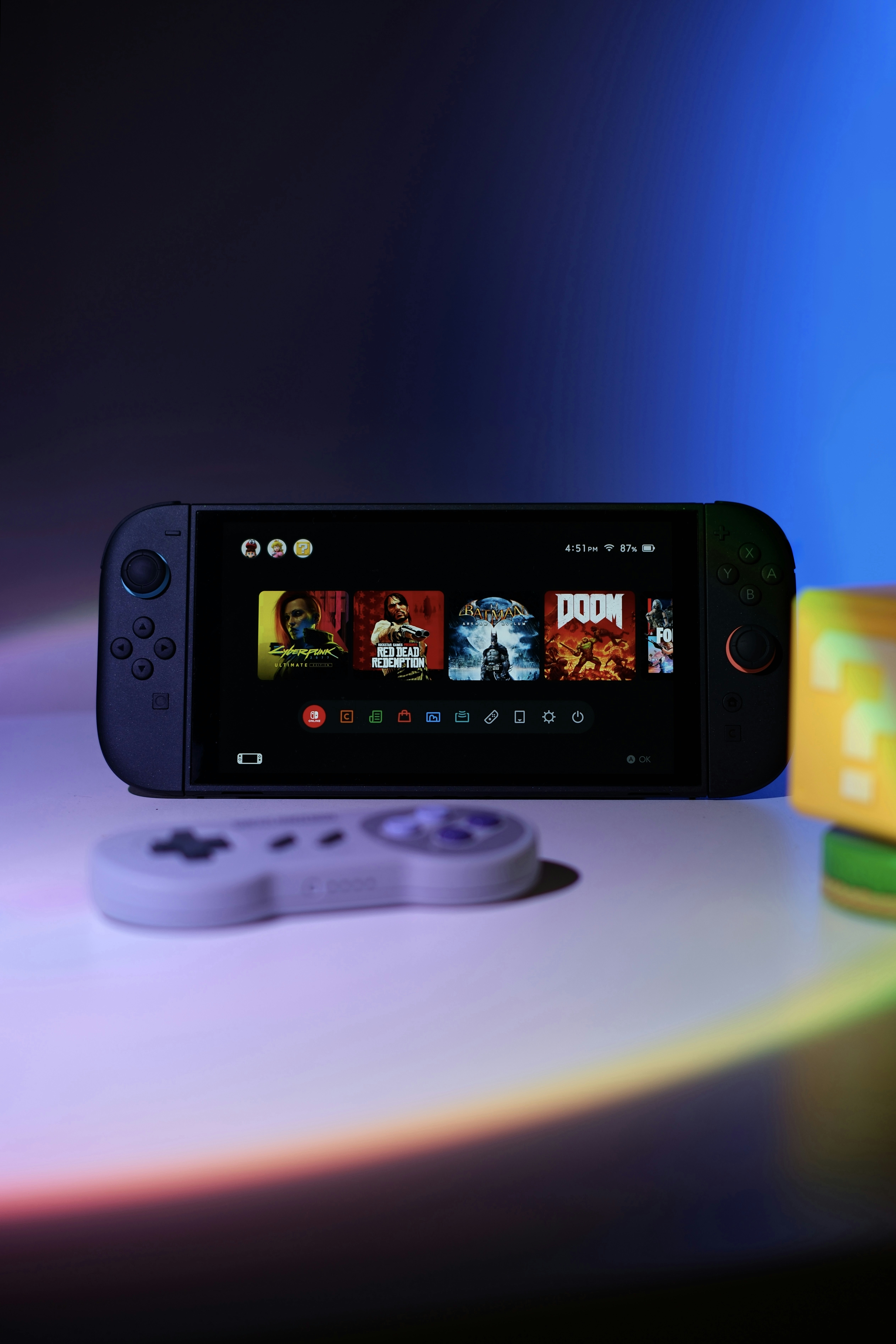 A nintendo switch is displaying games.