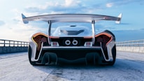 Rear view of a sleek, modern sports car.