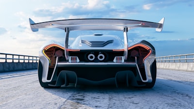 Rear view of a sleek, modern sports car.