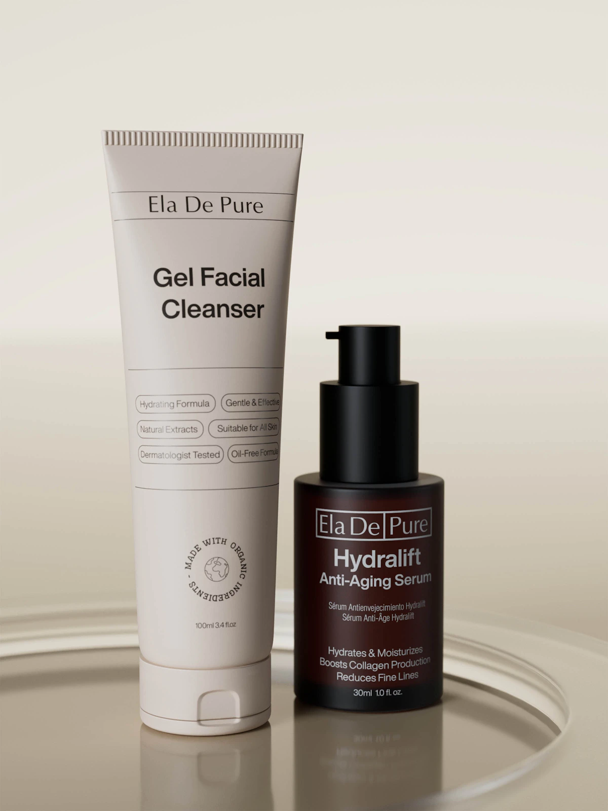 A jar of thick cream moisturizer with a small spatula on a light bathroom counter