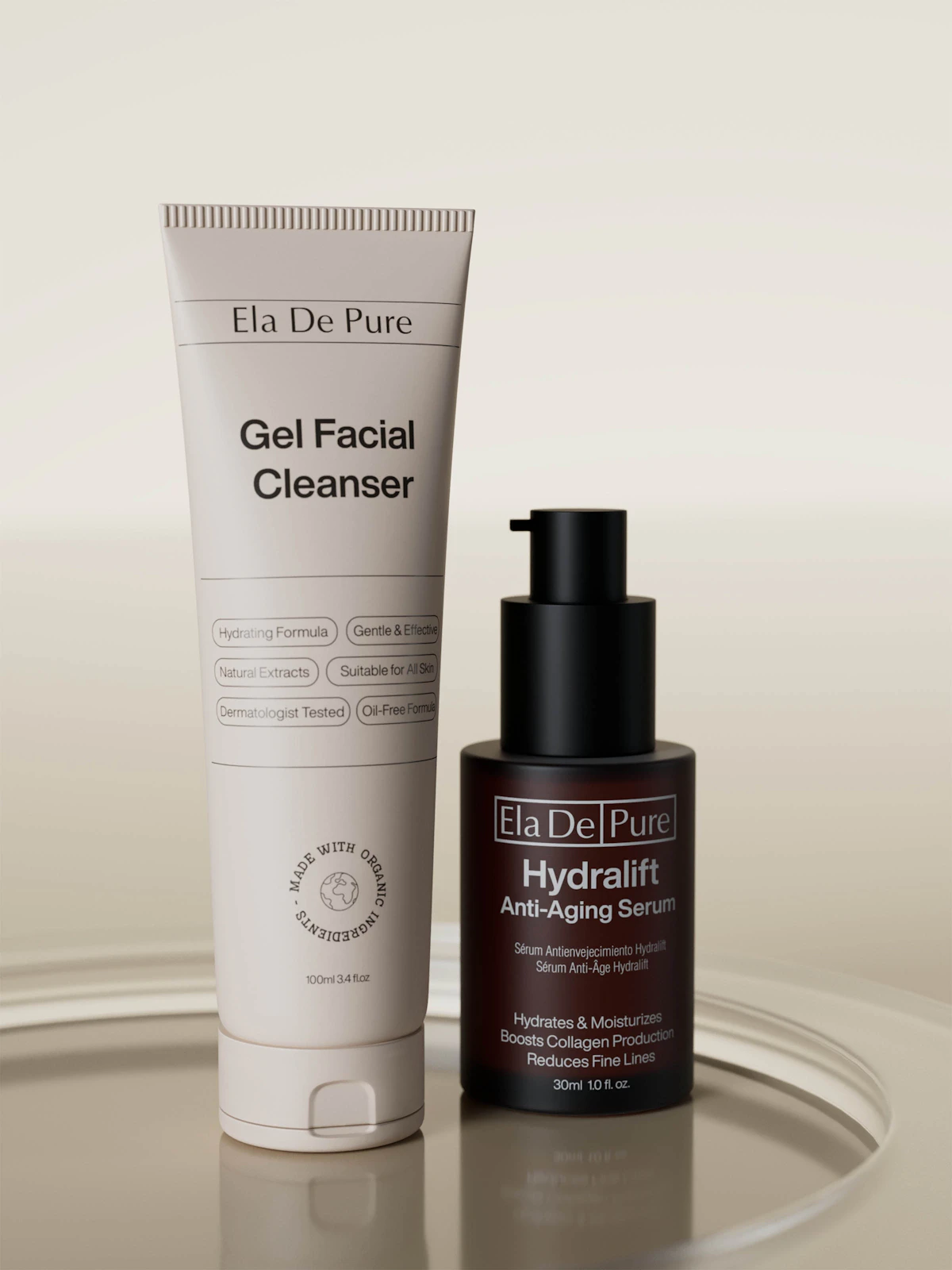 Real gel facial cleanser and serum