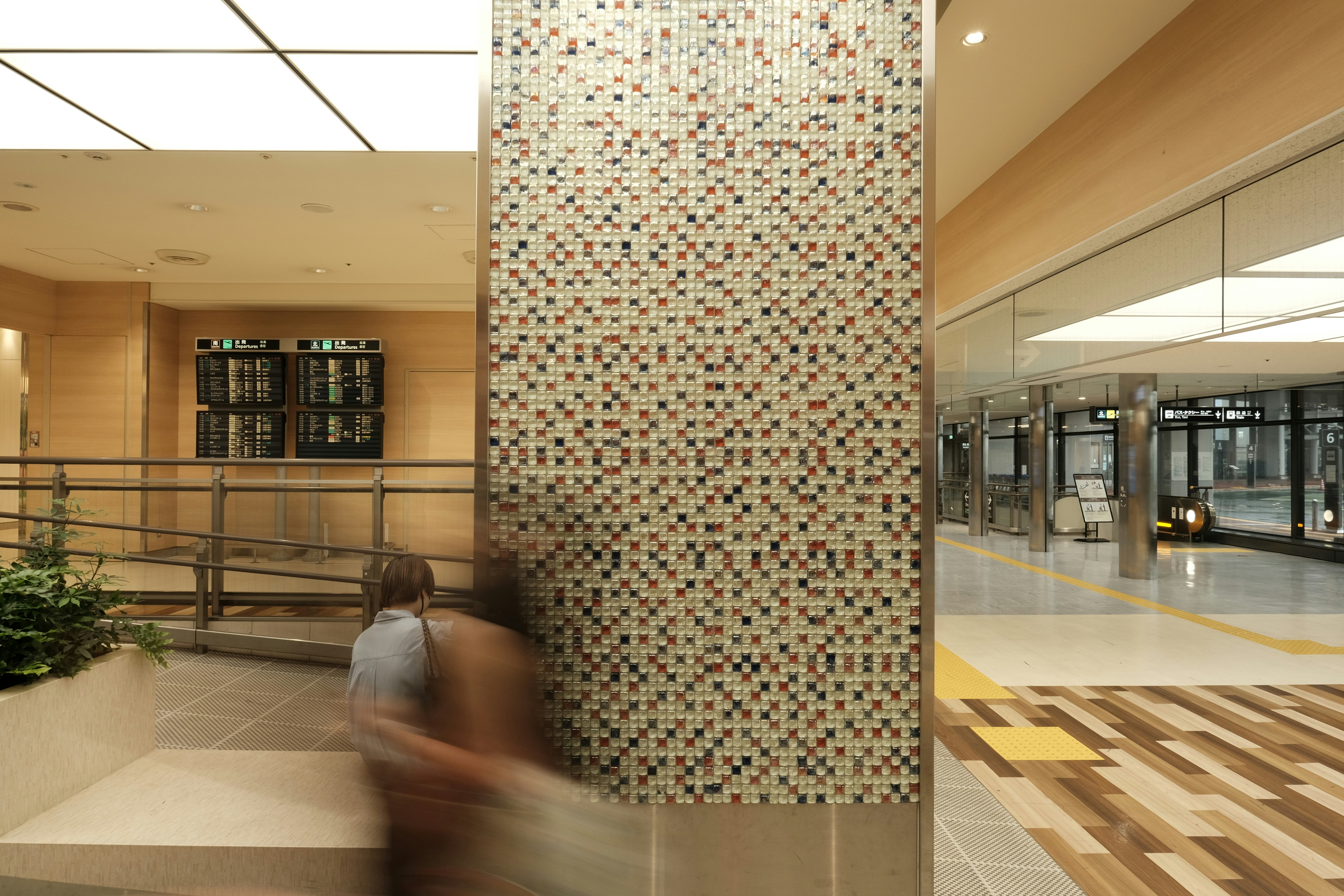 An interior view of a modern, public building.