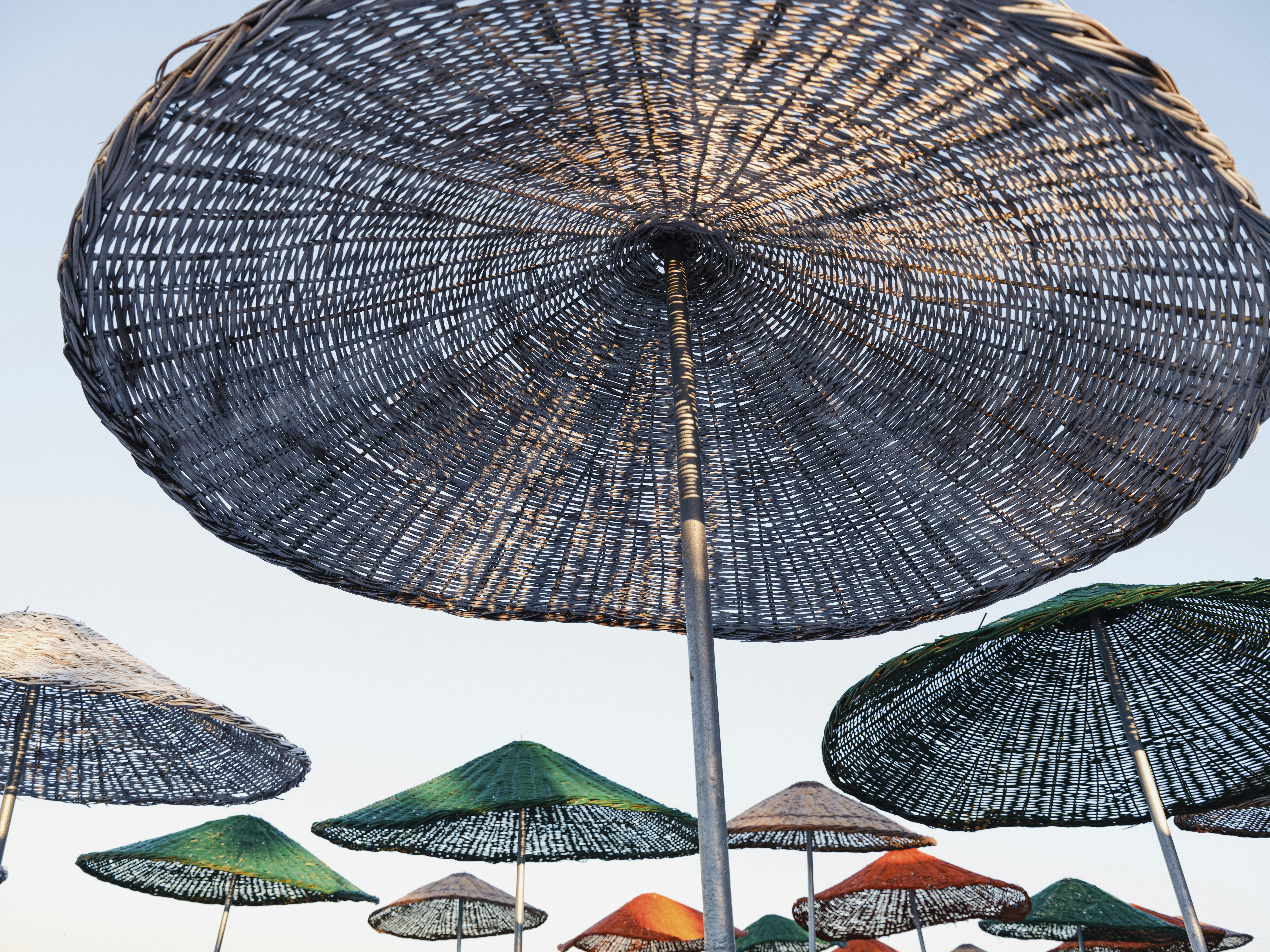 umbrellas and blue sky on the beach