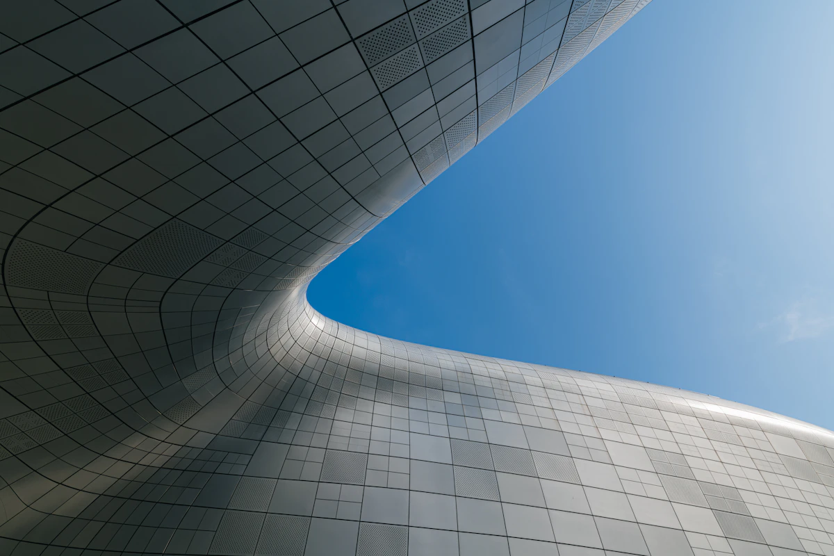 Contemporary architecture against a blue sky