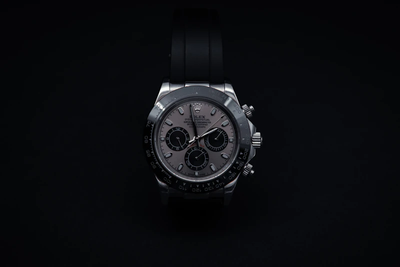 Luxury watch against a black background
