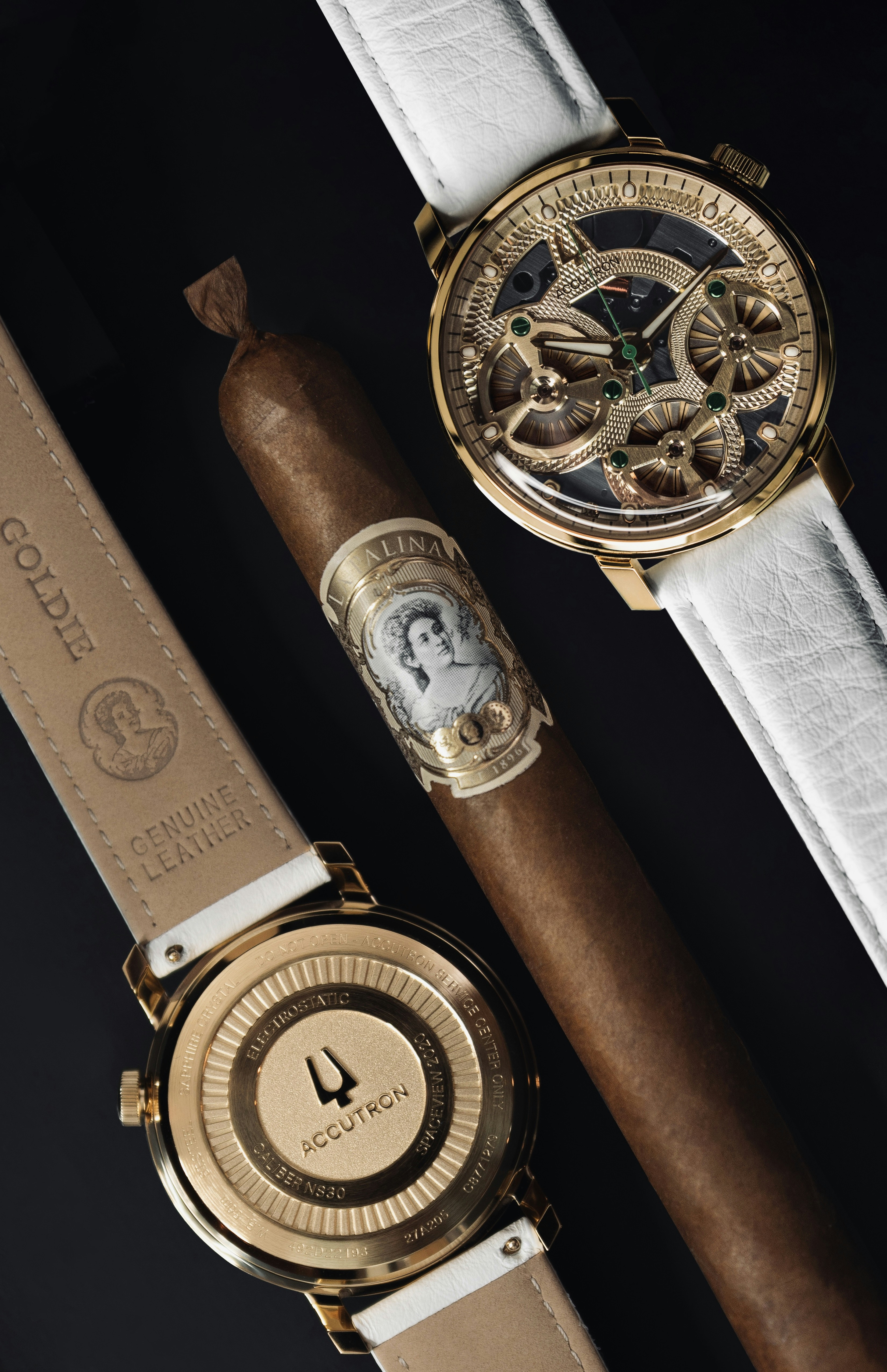 Watches and a cigar displayed together.
