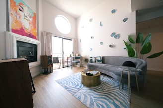 A cozy living room with modern decor.