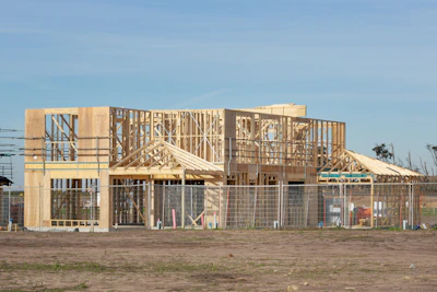 A house is under construction.