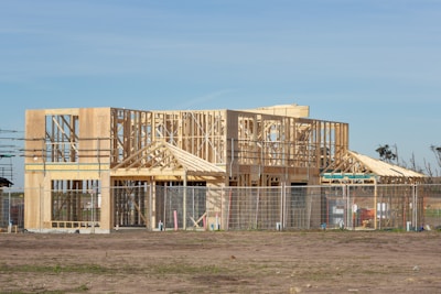 A house is under construction.