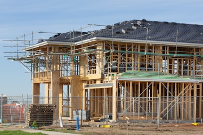 A new house is being framed.