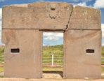 Ancient stone gate at tiwanaku, bolivia.