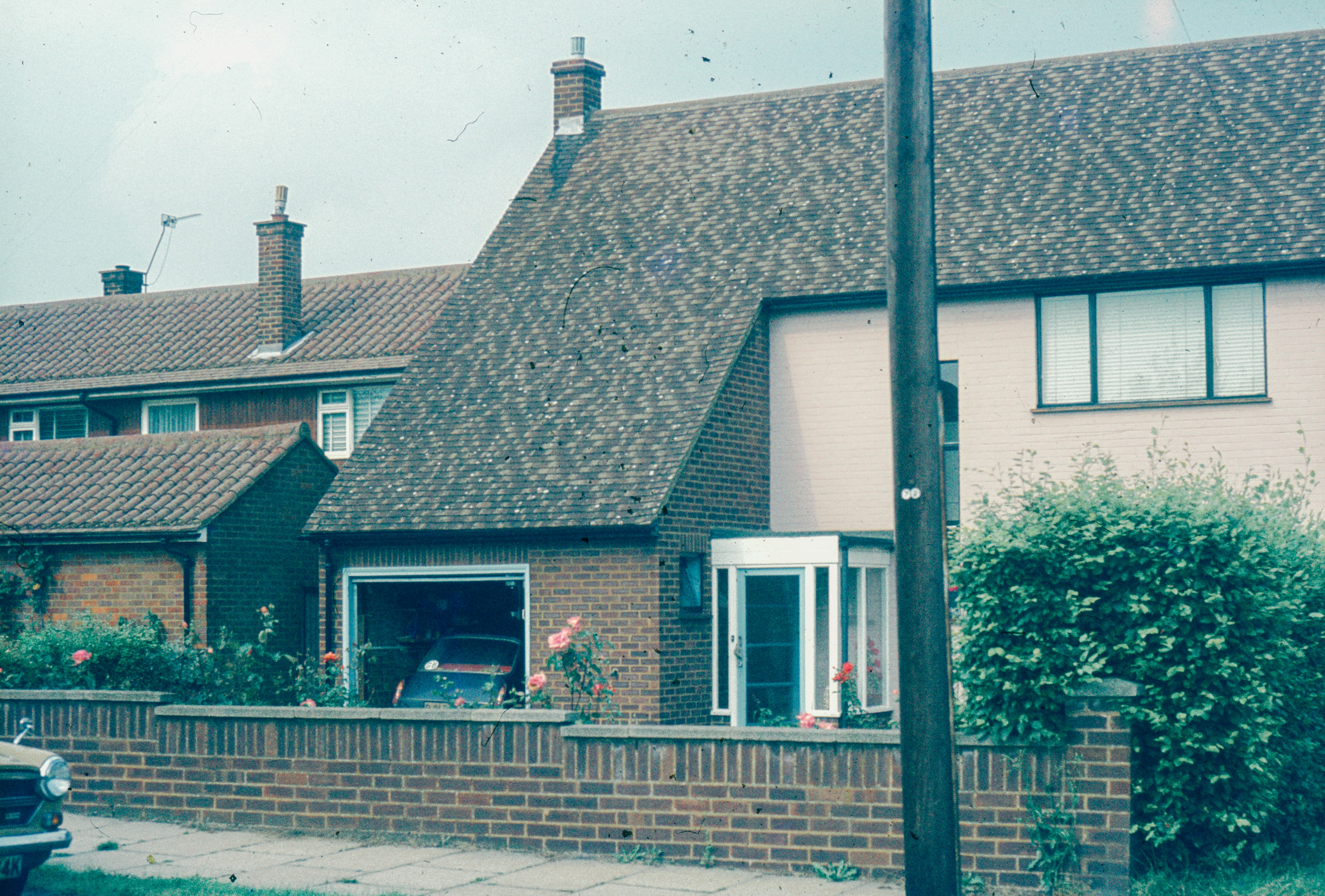 A residential house with a garage.
