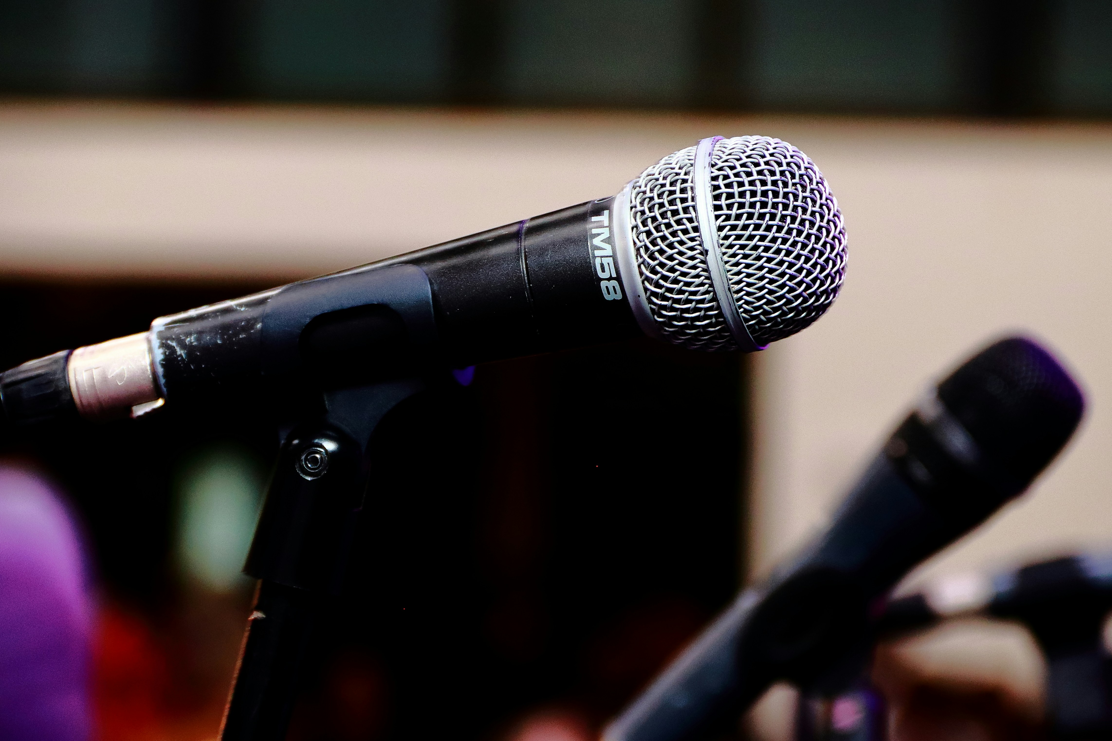 Microphones are ready for the performance.
