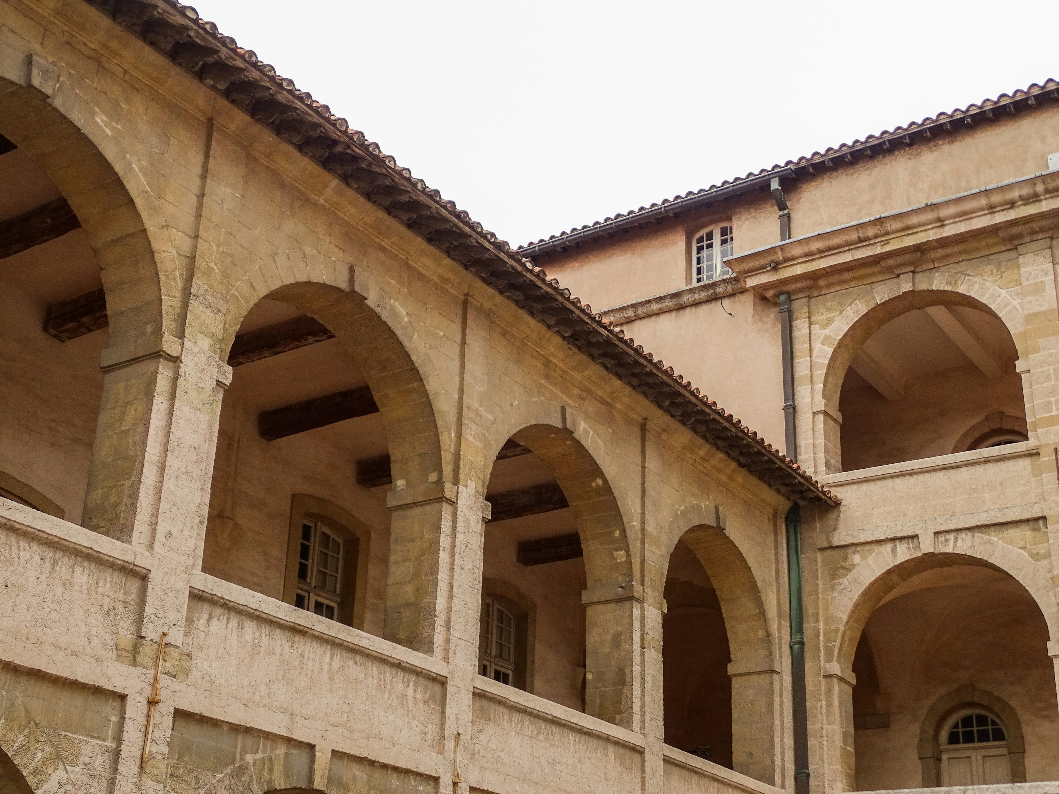 An old building with arched passageways.