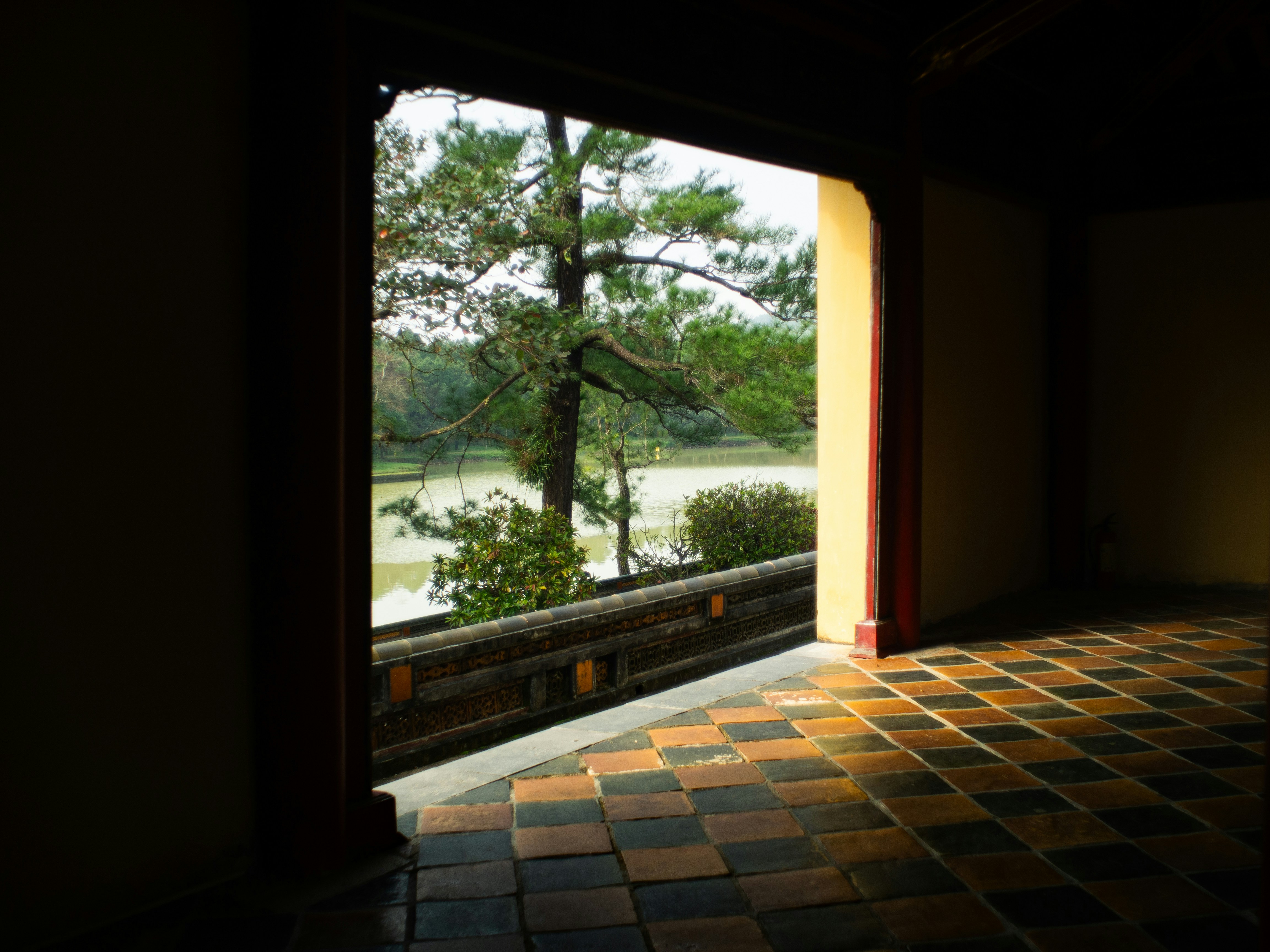 View of nature through a doorway.