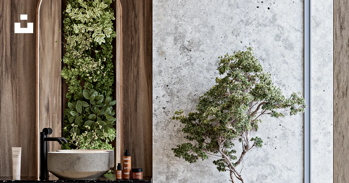 Elegant, modern bathroom with natural accents and plants - Free Photo ...