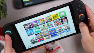 Someone is playing games on a nintendo switch