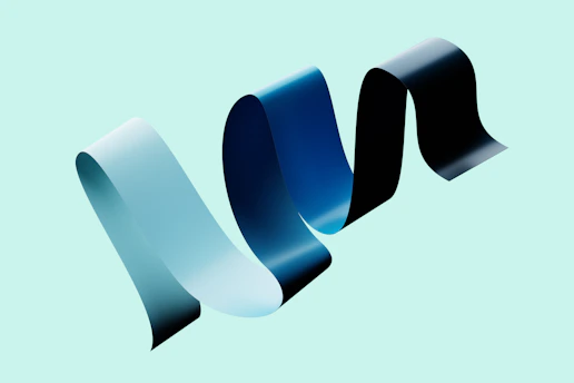 A ribbon with gradient colors floats in the air.