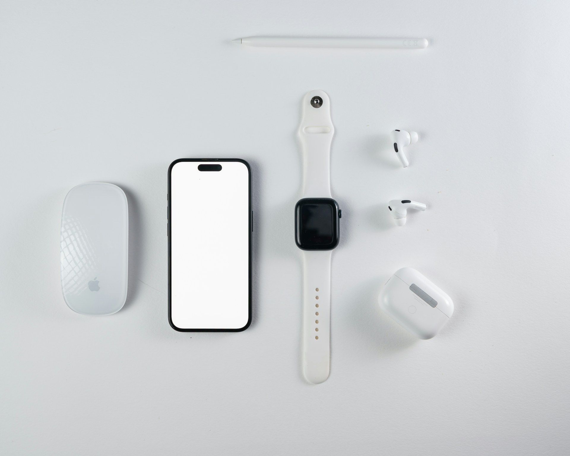 Apple accessories on a white background.