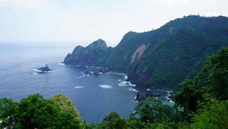 Rocky coastline meets the ocean.