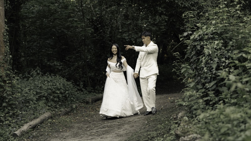Newlyweds in forest