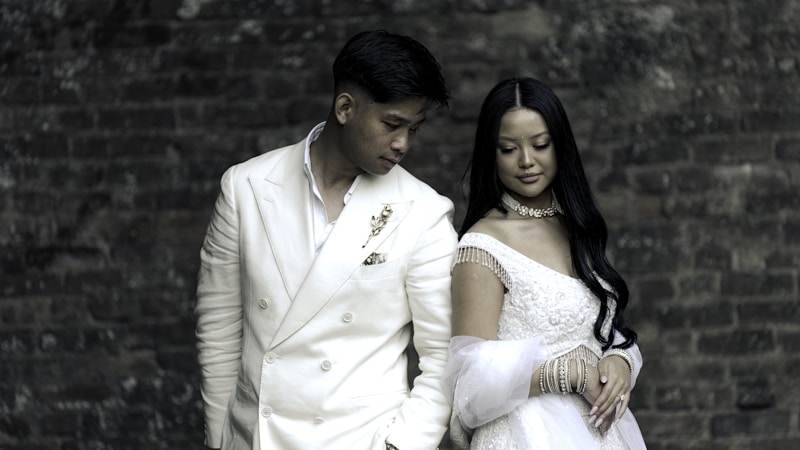 Glamorous wedding couple