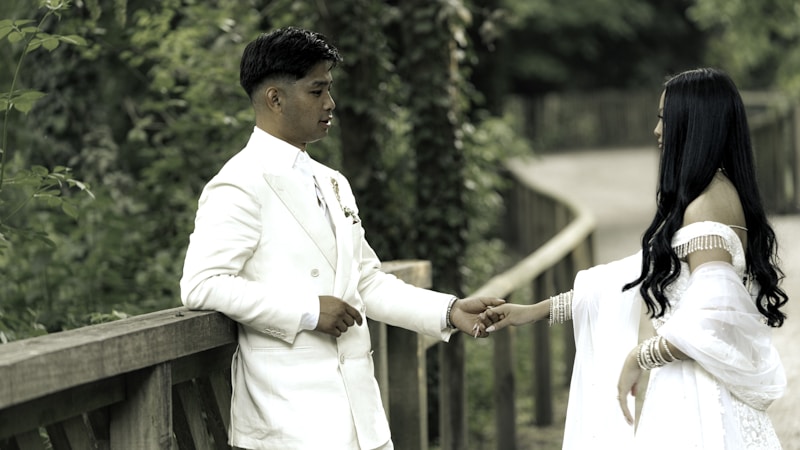 Romantic stroll on bridge