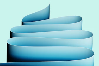 Blue ribbon swirls and curves elegantly.