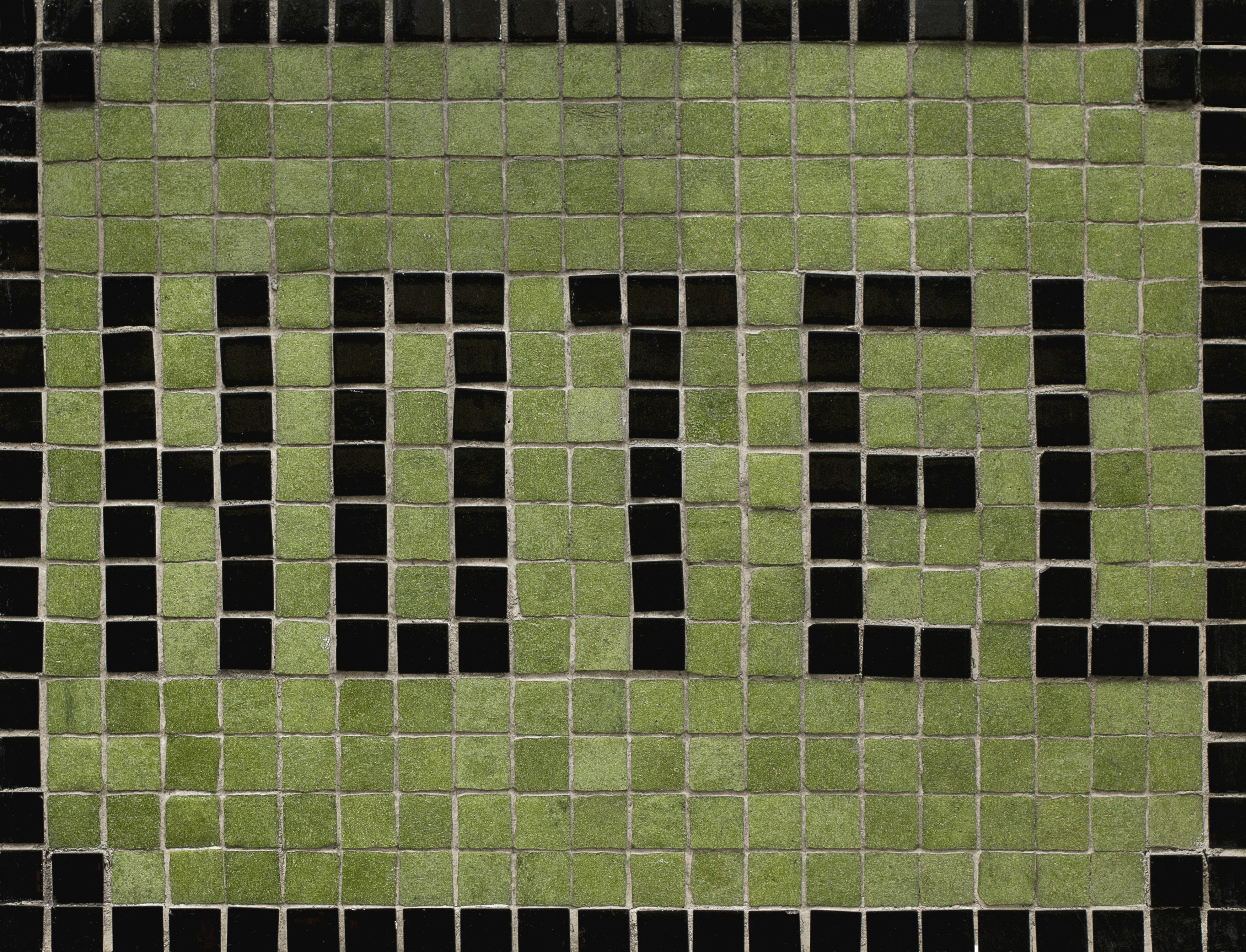 Hotel sign made with tiles.