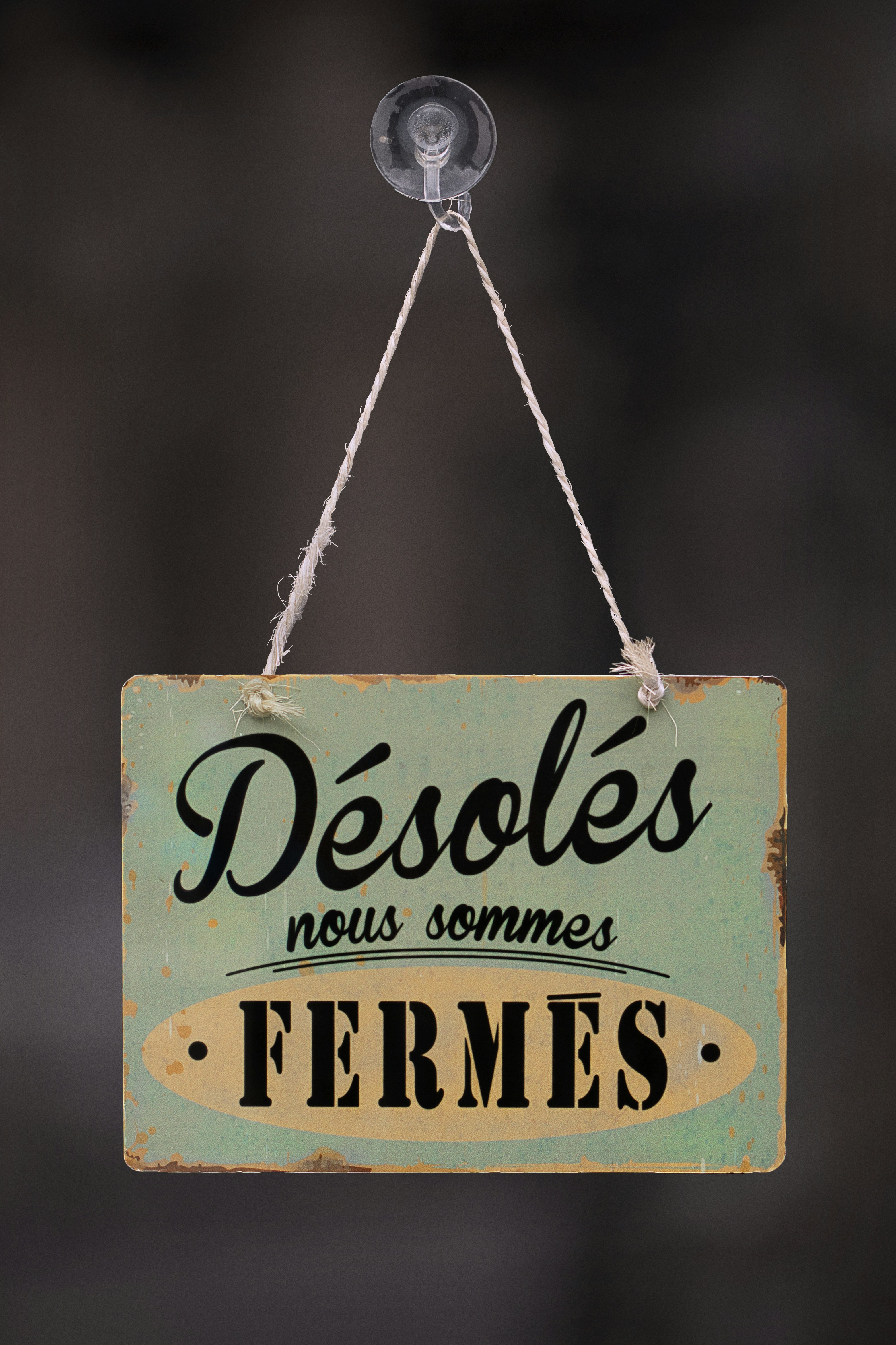 The sign says "sorry, we are closed."