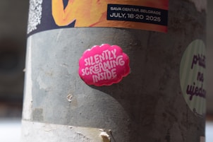 A sticker states "silently screaming inside."