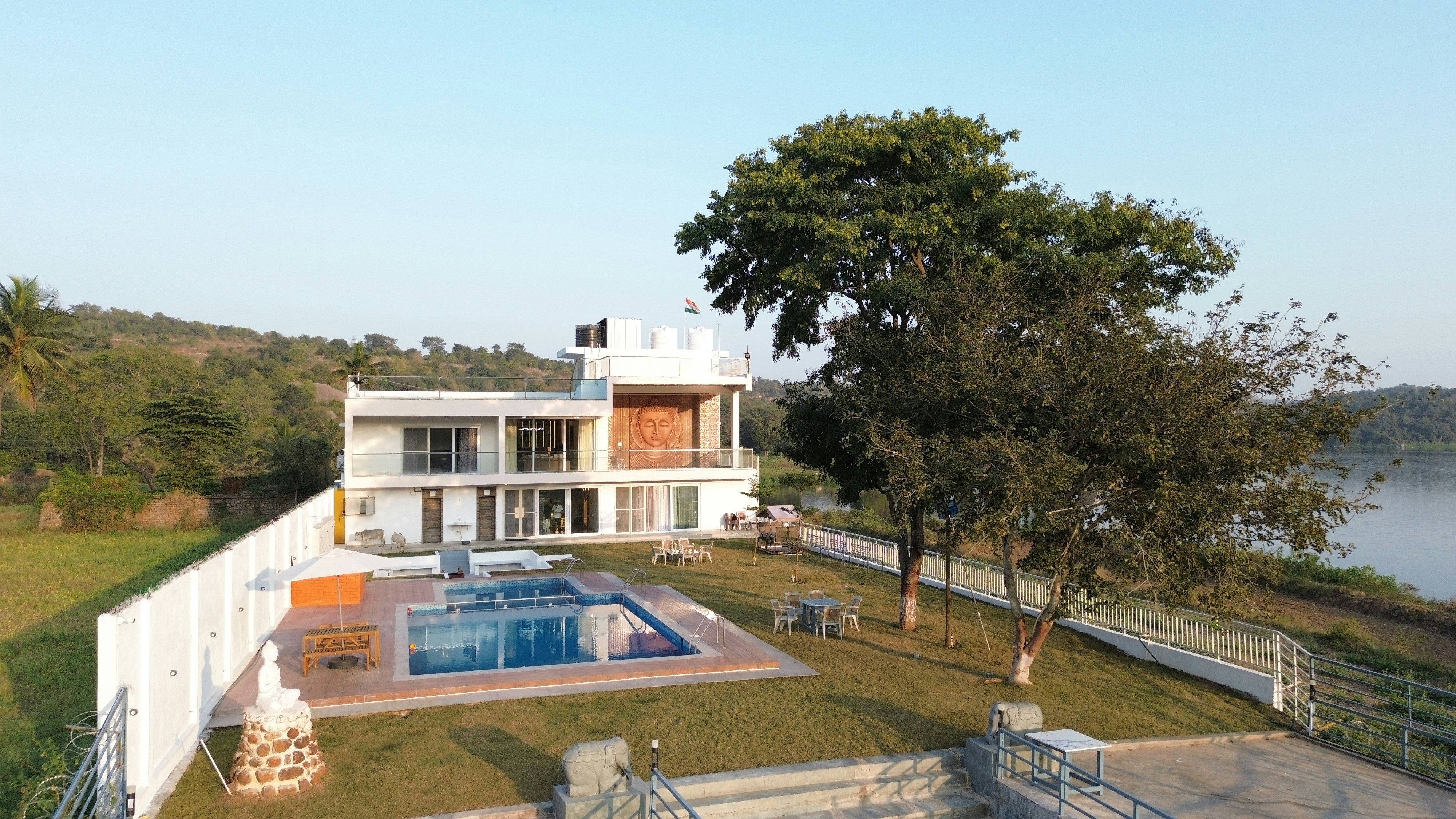 Community gathering at pool