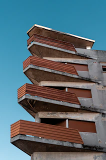 Modern building with interesting architectural design.