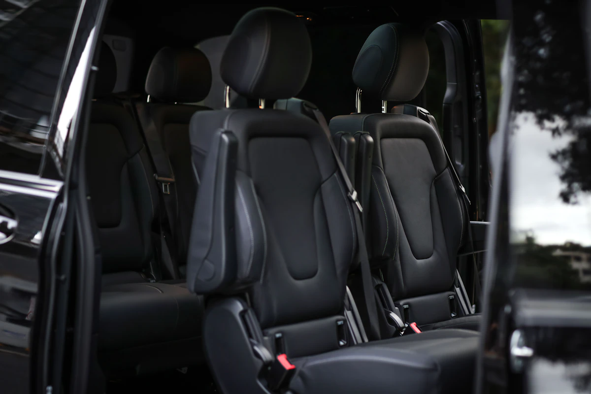 Spacious seating inside one of our vans